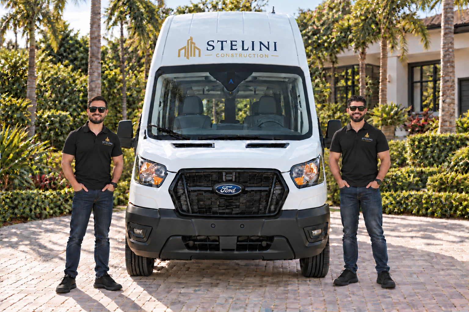 Marcos De Stefani and Renan Angeolini beside the Stelini van